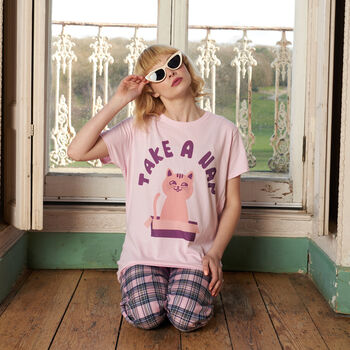 Take A Nap Women's Cat Slogan T Shirt, 3 of 5