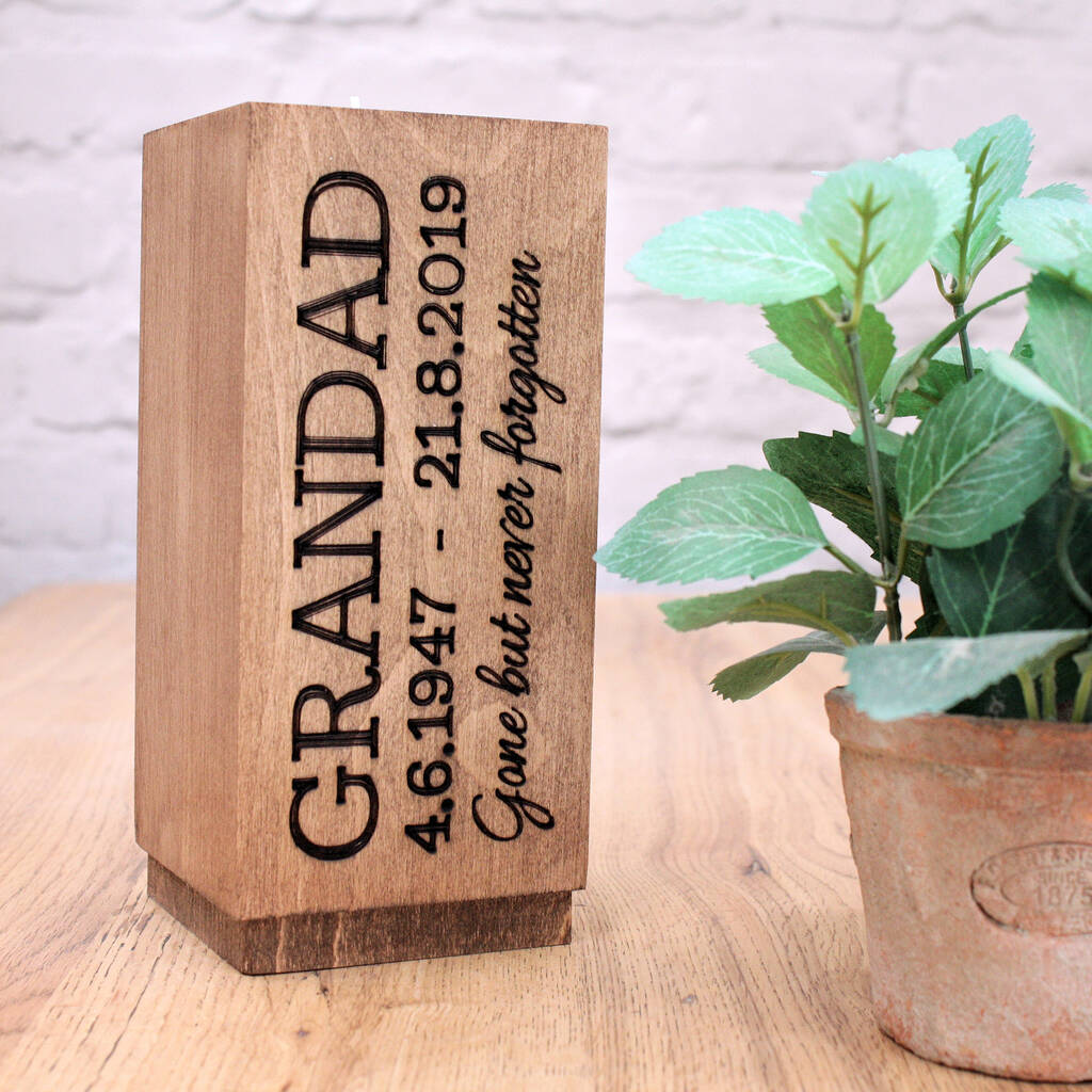 In Loving Memory Personalised Wooden Candle Holder, 1 of 3
