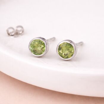 Sterling Silver Peridot Stud Earrings – 5mm, 2 of 7
