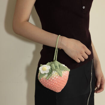 Drawstring Crochet Strawberry Bag, 3 of 3