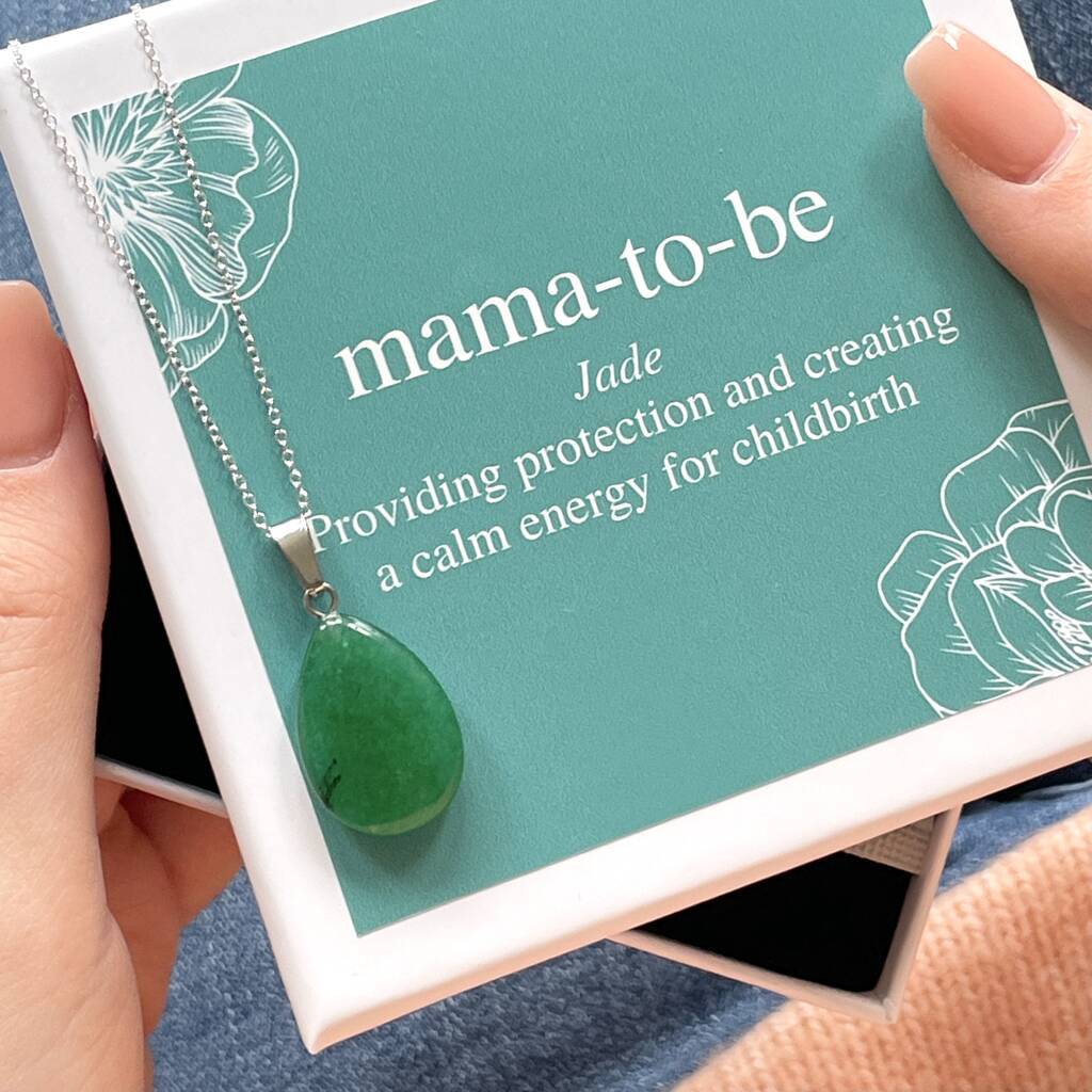 Mama To Be Pregnancy Jade Gemstone Necklace, 1 of 3