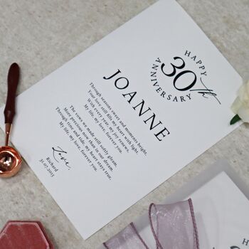 Personalised 30th Anniversary Card For Wife Wedding Anniversary Gift For Her, 4 of 9