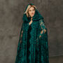 Boho Lace Bridal Cloak With Hood | Emerald Green Wedding Cape, thumbnail 3 of 12