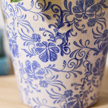 Set Of Two Floral Blue Grecian Planters, 4 of 4