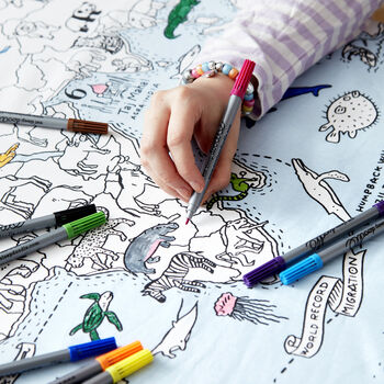 Colour In World Map Tablecloth Kit + 10 Pens, 2 of 7