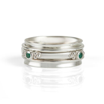 Rajalita Love Turquoise Silver Spinning Ring, 9 of 12