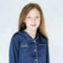 Personalised Girl's Navy Satin Pyjama's, thumbnail 5 of 9