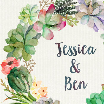 Personalised Succulent Wedding Anniversary Canvas Print, 2 of 2