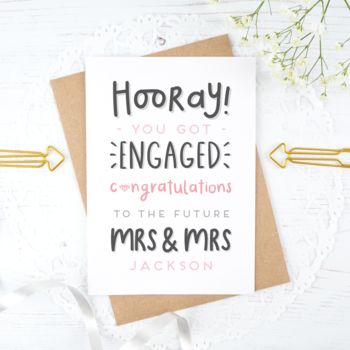 Personalised Mrs And Mrs Engagement Card, 2 of 10