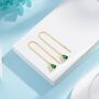 Emerald Green Droplet Cz Threader Earrings, thumbnail 6 of 11