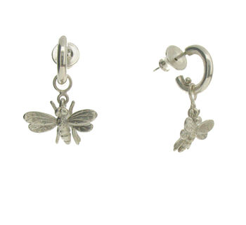 Sterling Silver Or Gold Vermeil Mini Hoop Bee Earrings, 3 of 4