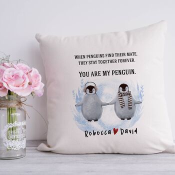 Personalised Penguin Cushion For Valentine's Day, 2 of 3