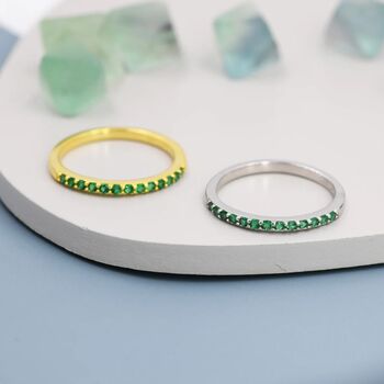Emerald Green Half Eternity Ring, 2 of 11