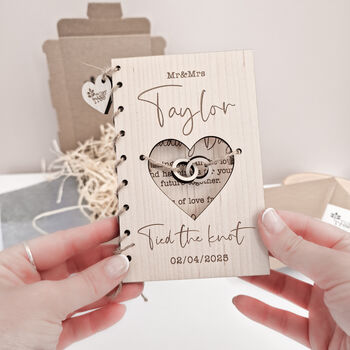 Personalised Wooden Wedding Card 'Tied The Knot', 6 of 8