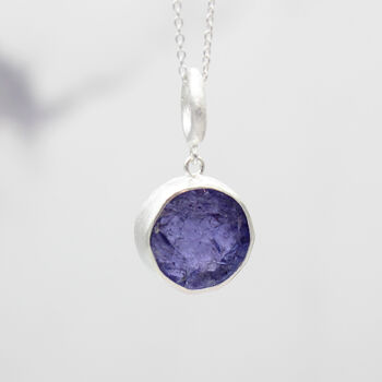 Tanzanite Round Gemstone Pendant And Earring Set, 2 of 5