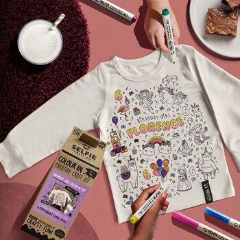 Birthday Girl Colour In Top With Fabric Pens, 2 of 9