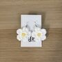 Handmade Crochet White Daisy Earrings: Surgical Steel, thumbnail 3 of 12