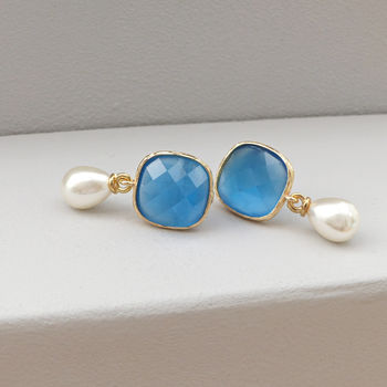 Azure Pearl Drop Earrings, 2 of 6