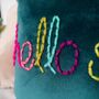 Hello Sunshine Embroidered Velvet Cushion, thumbnail 3 of 5