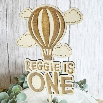 Personalised Wooden Hot Air Balloon Cake Topper, 3 of 5