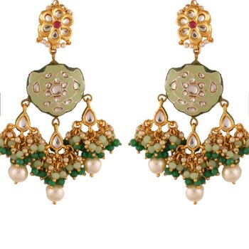 Indian Green And Gold Earrings, 2 of 2
