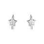 Sterling Silver Cz Star Bezel Huggie Hoop Earrings, thumbnail 2 of 6