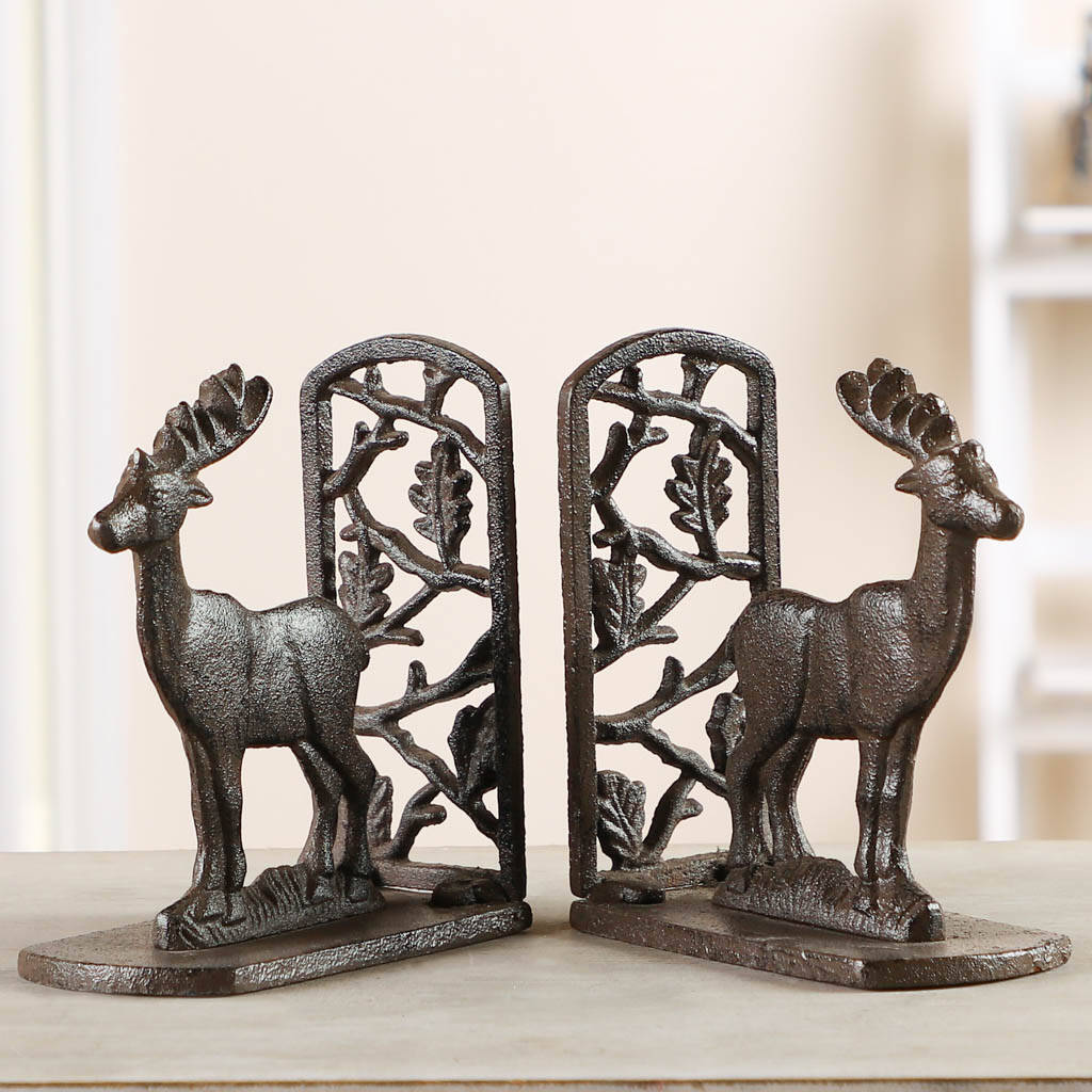 Vintage Cast Iron Stag Bookends By Dibor