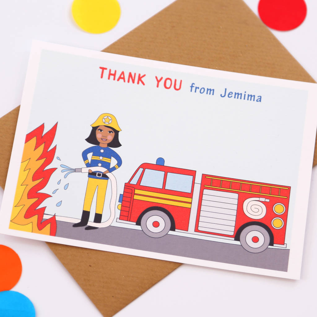 Firefighter Child Thank You Note Cards By Sunny Clouds 