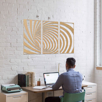 3D Wooden Spiral Wall Art Optical Illusion Decor, 6 of 10