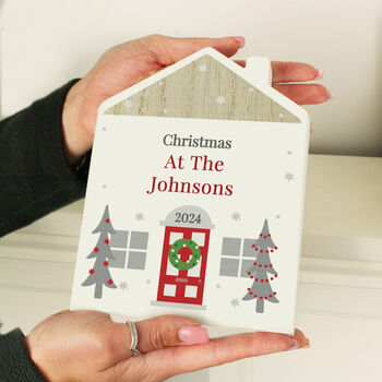 Personalised Christmas Wooden House Ornament, 6 of 6