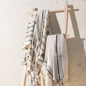 Bodrum Hammam Towel Monochrome Multi Stripe, 2 of 8
