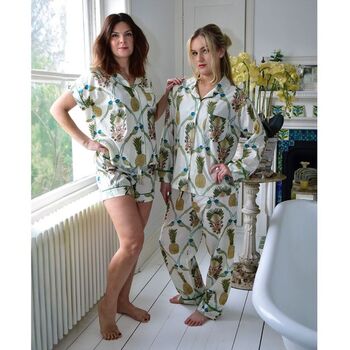 Pineapple And Bluebird Cotton Pyjamas, 5 of 8