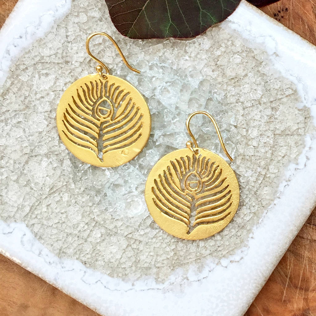 Peacock Earrings Gold Plated, 1 of 5