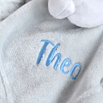 Grey Blanket And Comforter Personalised Baby Gift, 4 of 8