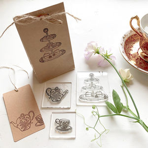 Tea Set Rubber Stamps