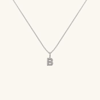 Silver Personalised Pave Initial Necklace, 3 of 5
