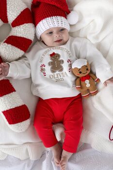 First Christmas Gingerbread Personalised Embroidered Sweatshirt Jumper, 3 of 5