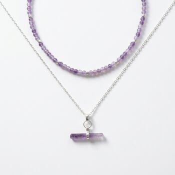 Amethyst Sterling Silver Layering Necklace Set, 3 of 8