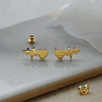Sterling Silver And Gold Plated Heart Wave Studs, 5 of 9