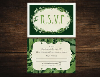 Personalised Greenery Leaf Art Nouveau Wedding Invitation, 3 of 5