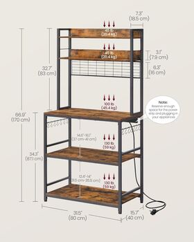 Kitchen Storage Rack With Power Outlet And 14 Hooks, 10 of 11