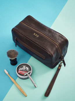 Mens Personalised Leather Wash Bag, 7 of 12