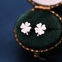 Shamrock Stud Earrings In Sterling Silver, thumbnail 2 of 10