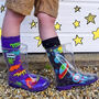 Squelch Transparent Wellies And Three Sock Set Space, thumbnail 1 of 7