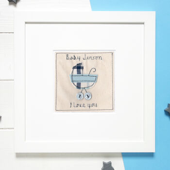 Personalised New Baby Boy Embroidered Picture Gift, 8 of 12