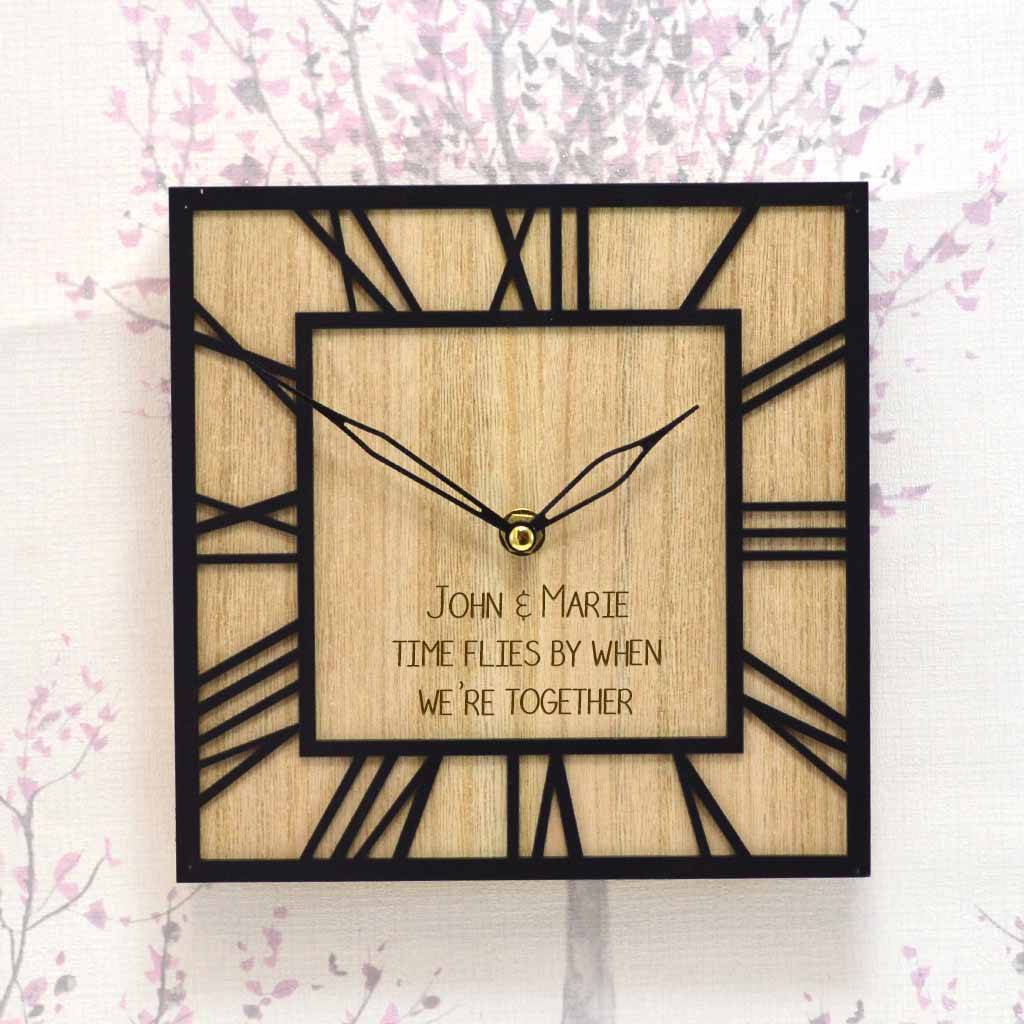 Personalised Wooden Clock With Roman Numerals By Gifts Online4 U