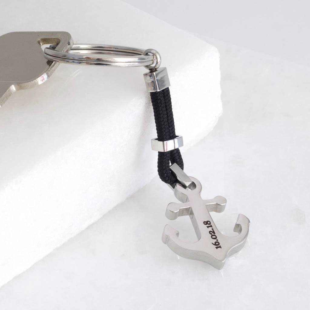 Image of Personalised Stainless Steel Anchor And Rope Keyring