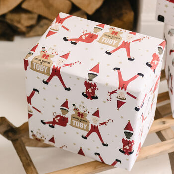 Personalised Little Elf Christmas Wrapping Paper, 4 of 6
