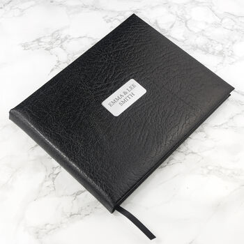 Personalised Luxury Black Leather Guest Book, 2 of 9