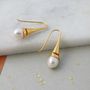 Cone Swirl Drop Earrings With Freshwater Pearl, thumbnail 11 of 12